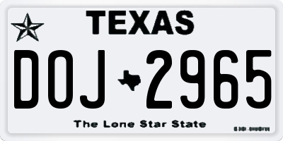 TX license plate DOJ2965