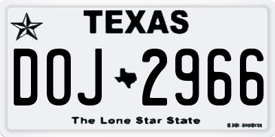 TX license plate DOJ2966