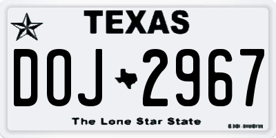 TX license plate DOJ2967