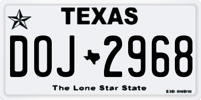 TX license plate DOJ2968