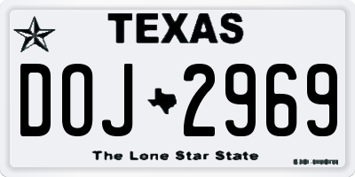 TX license plate DOJ2969