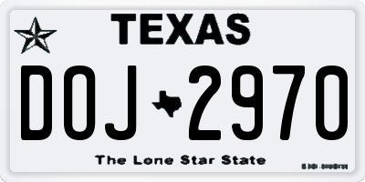 TX license plate DOJ2970