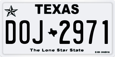 TX license plate DOJ2971