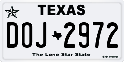 TX license plate DOJ2972