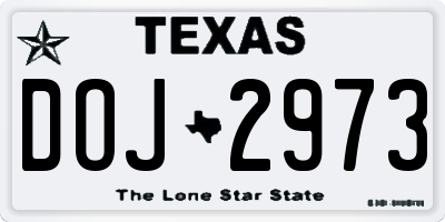 TX license plate DOJ2973