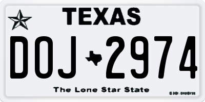 TX license plate DOJ2974