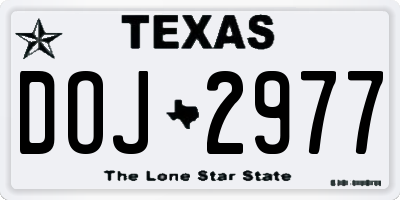 TX license plate DOJ2977
