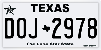 TX license plate DOJ2978