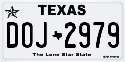TX license plate DOJ2979
