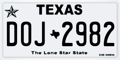 TX license plate DOJ2982