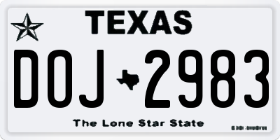 TX license plate DOJ2983