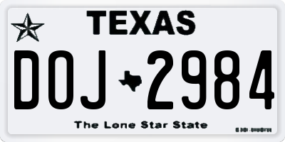 TX license plate DOJ2984