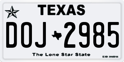 TX license plate DOJ2985