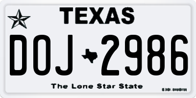 TX license plate DOJ2986