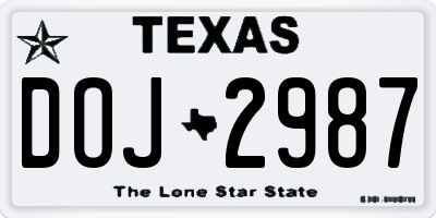 TX license plate DOJ2987