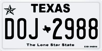 TX license plate DOJ2988