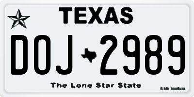 TX license plate DOJ2989