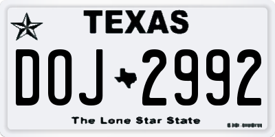 TX license plate DOJ2992