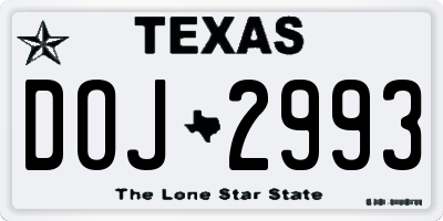 TX license plate DOJ2993