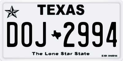 TX license plate DOJ2994