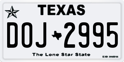 TX license plate DOJ2995