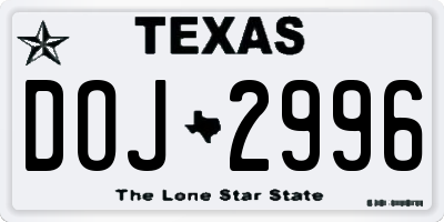 TX license plate DOJ2996