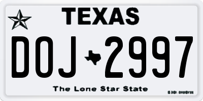 TX license plate DOJ2997