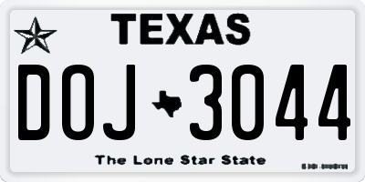TX license plate DOJ3044