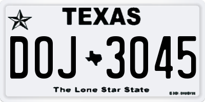 TX license plate DOJ3045