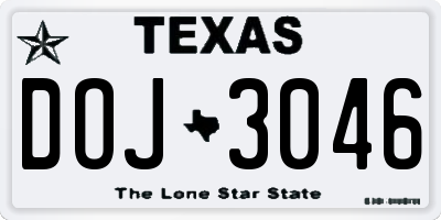 TX license plate DOJ3046
