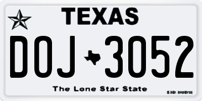 TX license plate DOJ3052