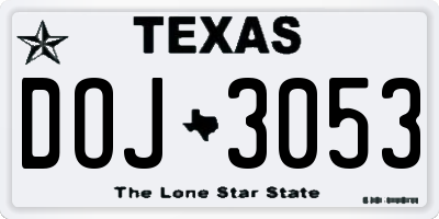 TX license plate DOJ3053