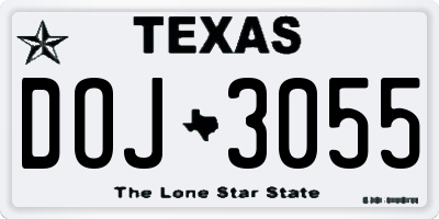 TX license plate DOJ3055