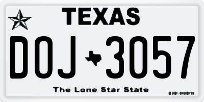 TX license plate DOJ3057