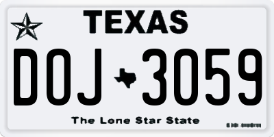 TX license plate DOJ3059