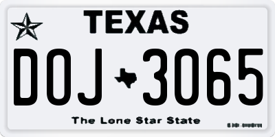 TX license plate DOJ3065