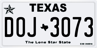 TX license plate DOJ3073