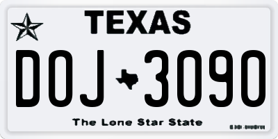 TX license plate DOJ3090