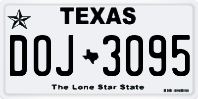 TX license plate DOJ3095
