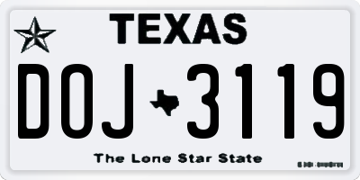 TX license plate DOJ3119