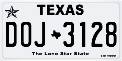 TX license plate DOJ3128