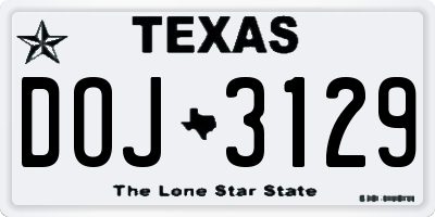 TX license plate DOJ3129