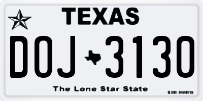 TX license plate DOJ3130