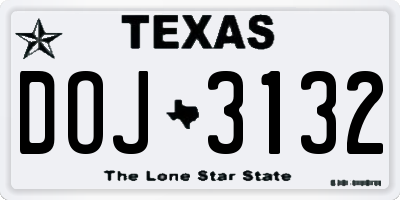 TX license plate DOJ3132