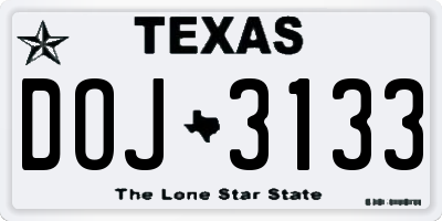 TX license plate DOJ3133
