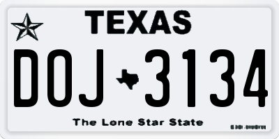 TX license plate DOJ3134