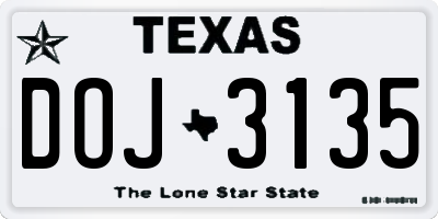 TX license plate DOJ3135
