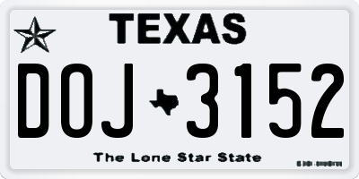 TX license plate DOJ3152