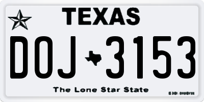 TX license plate DOJ3153