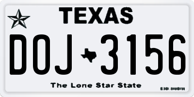 TX license plate DOJ3156